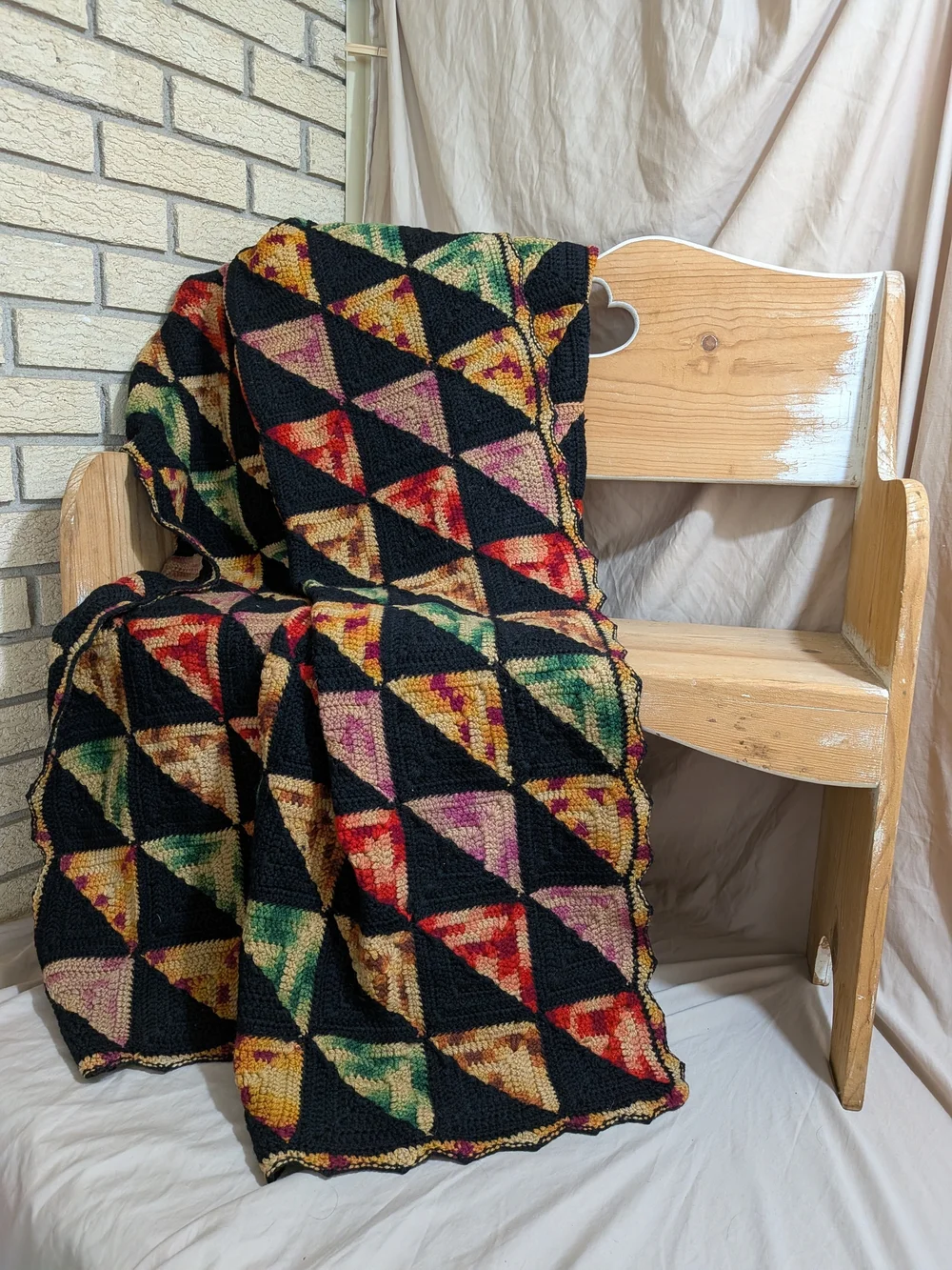 Black Multicolor Triangle Knit Throw Blanket - Unbranded